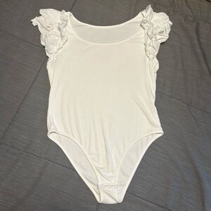 Ruffle shoulder bodysuit